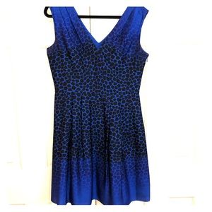 Perfect blue and black satin v-neck dress